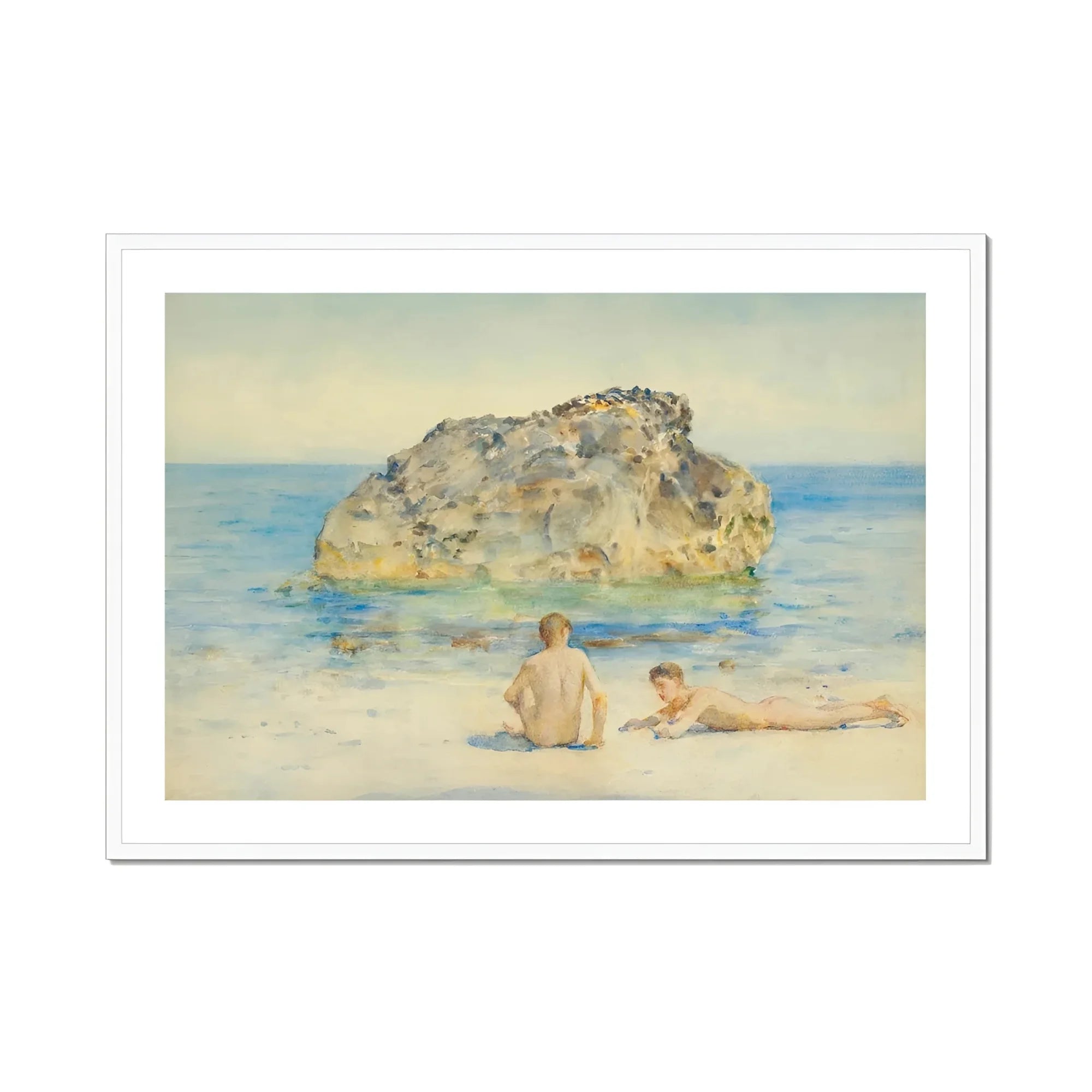 The Sunbathers - Henry Scott Tuke Fine Art Print, Framed Beach Scene Painting