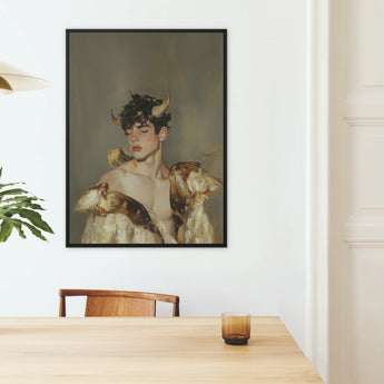 Aamon - Grand Marquis of Hell Framed Canvas, Framed Painting Horned Man