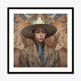 Angel - Latinx Transgender Cowboy Art Print, Framed Portrait Person Cowboy Hat