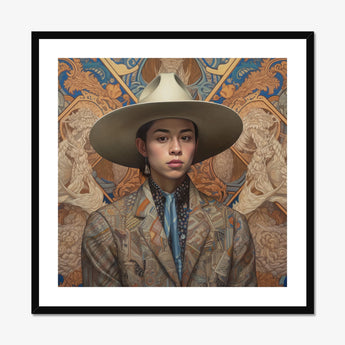 Angel - Latinx Transgender Cowboy Art Print, Framed Portrait Person Cowboy Hat
