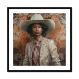 Arjuna - Gay Tamil Cowboy Dandy Art Print, Framed Portrait Person Cowboy Hat