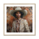 Arjuna - Gay Tamil Cowboy Dandy Art Print, Framed Portrait Person Cowboy Hat