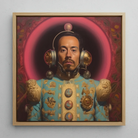 Armando - Gay Mexican Astronaut Framed Canvas, 12x12’’ / 31x31cm / Natural Floating Frame, Framed Painting Man Ornate Attire Futuristic