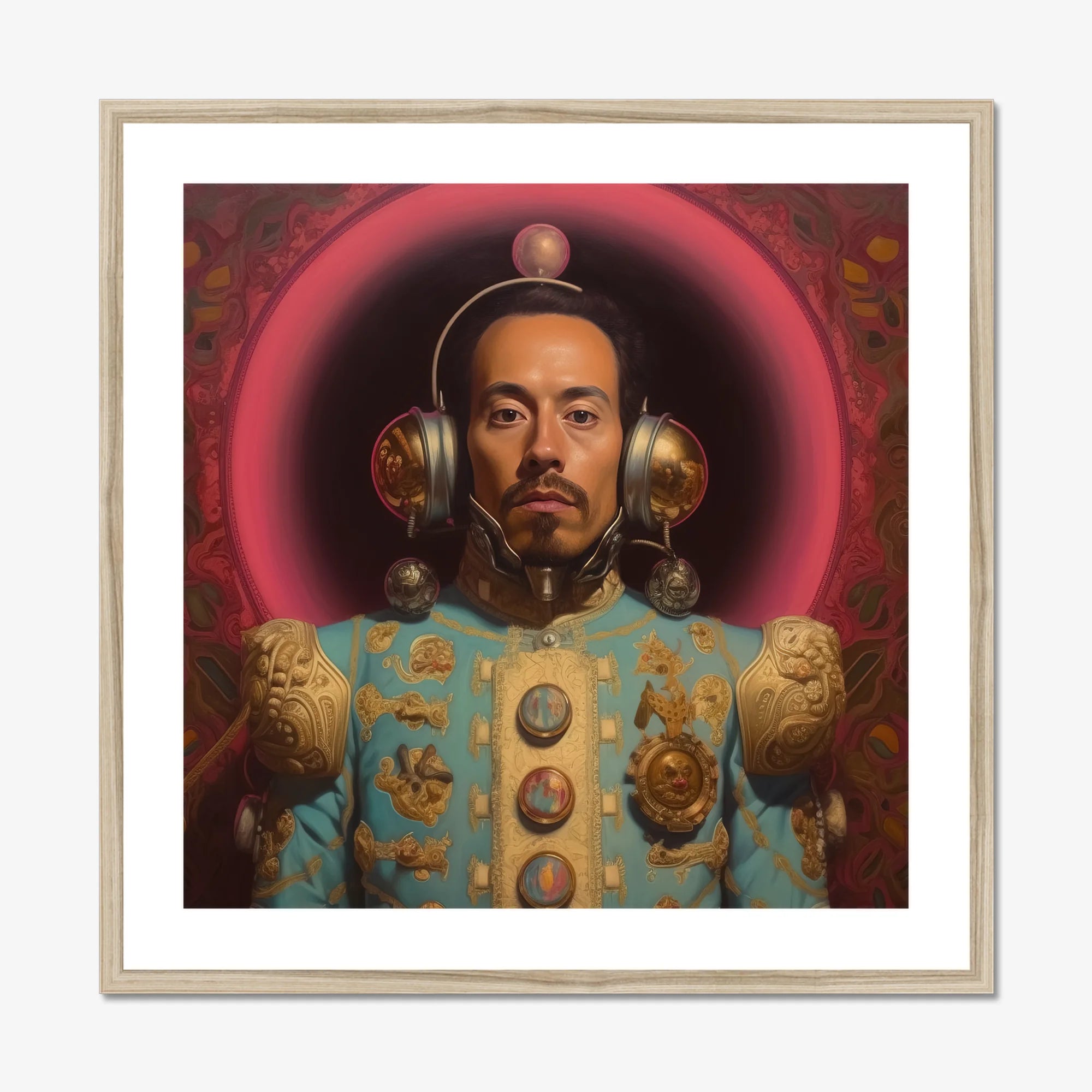 Armando - Gay Mexican Astronaut Art Print, Framed Portrait Man Ornate Attire