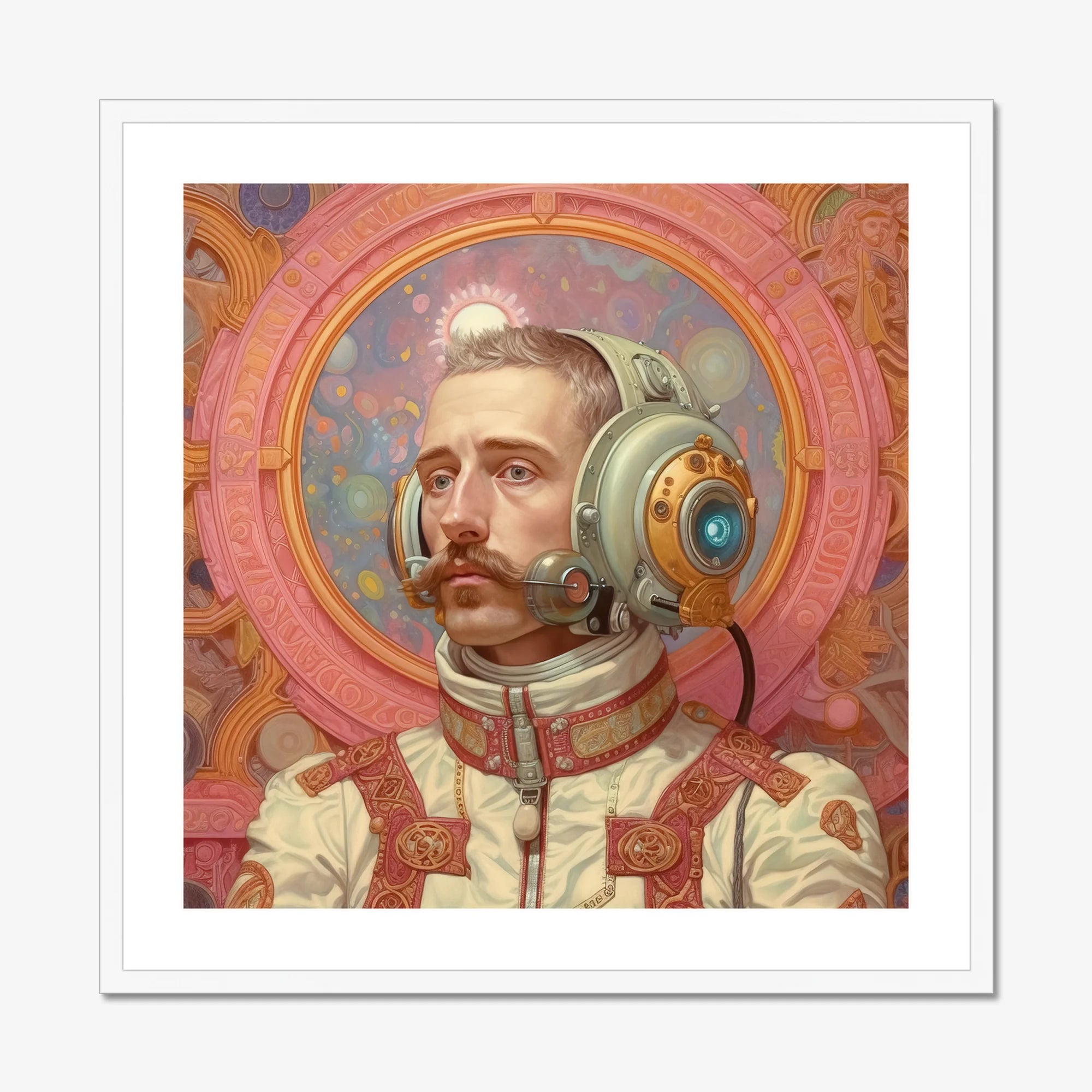 Axel - Gay German Astronaut Art Print, Steampunk-inspired Portrait Man Futuristic Headphones