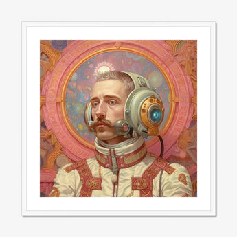 Axel - Gay German Astronaut Art Print, Steampunk-inspired Portrait Man Futuristic Headphones