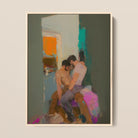 Bounty - Grungy Gay Love Framed Canvas, 12x16’’ / 31x41cm / Natural Floating Frame, Painting Two Men