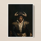 Bullish - Horny Gay Matador Framed Canvas, 12x16’’ / 31x41cm / White Floating Frame, Framed Art Print Man Bull Horns Ornate Matador-style