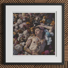 Bunked Twunk - Trashy Lowbrow Gay Punk Art Print, 12x12’’ / 31x31cm / Black Frame / 2’’ Matboard, Framed Album Cover Shirtless Man