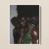 Centerfold - Black Gay Cruising Framed Canvas, 12x16’’ / 31x41cm / White Floating Frame, Framed Painting Three Dark-skinned Individuals