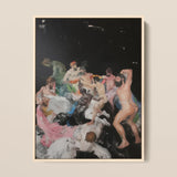 Congregation - Gay Gods Bacchanal Framed Canvas, 12x16’’ / 31x41cm / Natural Floating Frame, Framed Oil Painting Chaotic Scene Numerous