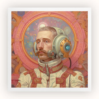Axel - Gay German Astronaut Art Print, Portrait Man Ornate Spacesuit Helmet Victorian-style Clothing