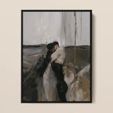 Dripping - Surreal Mexican Gay Couple Framed Canvas, 12x16’’ / 31x41cm / Black Floating Frame, Framed Abstract Painting Couple