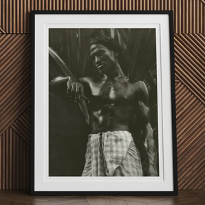 Ennui - Lionel Wendt Art Print, Framed Black White Portrait Shirtless Man Knife