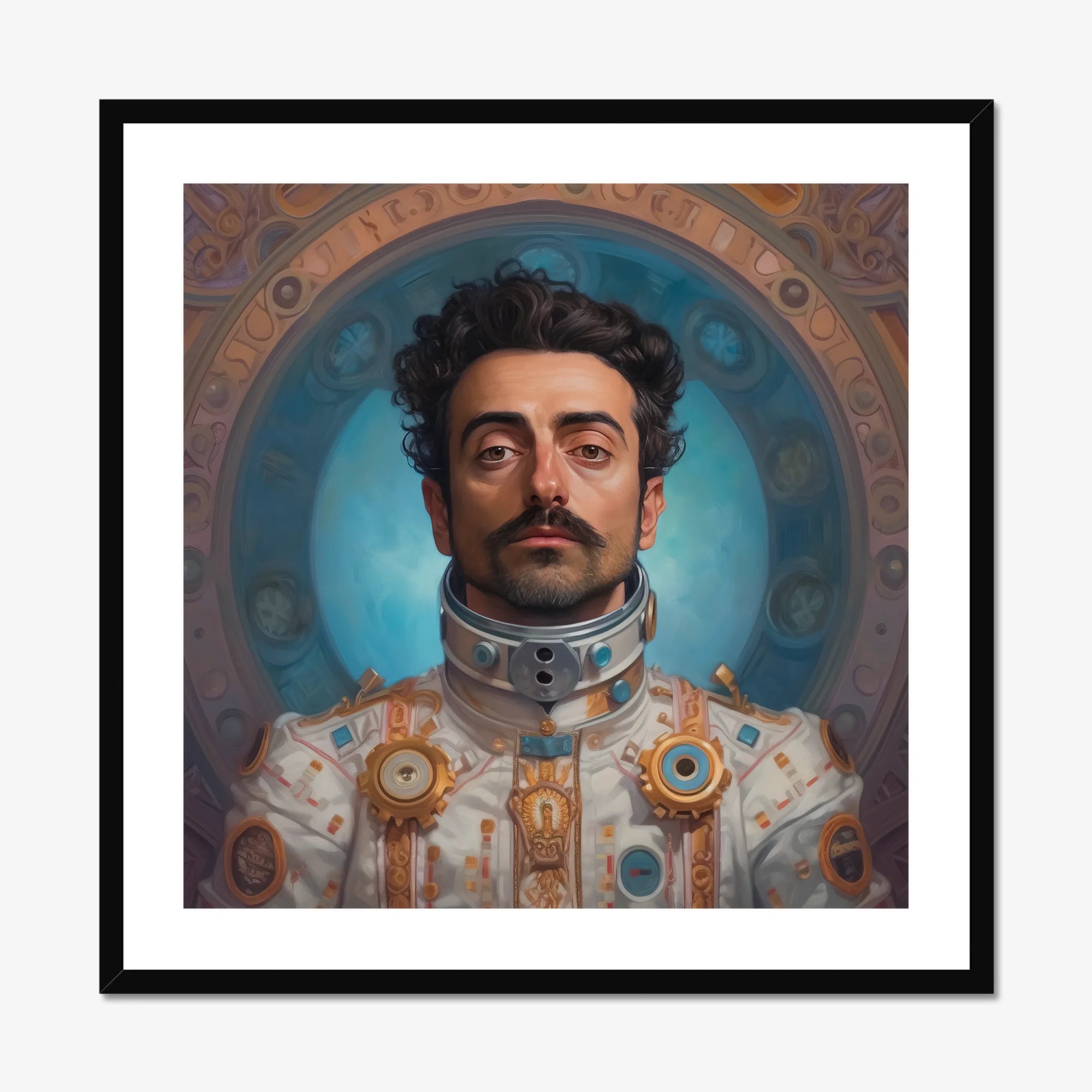 Eskandar - Gay Arabic Astronaut Art Print, Framed Portrait Man Futuristic Suit