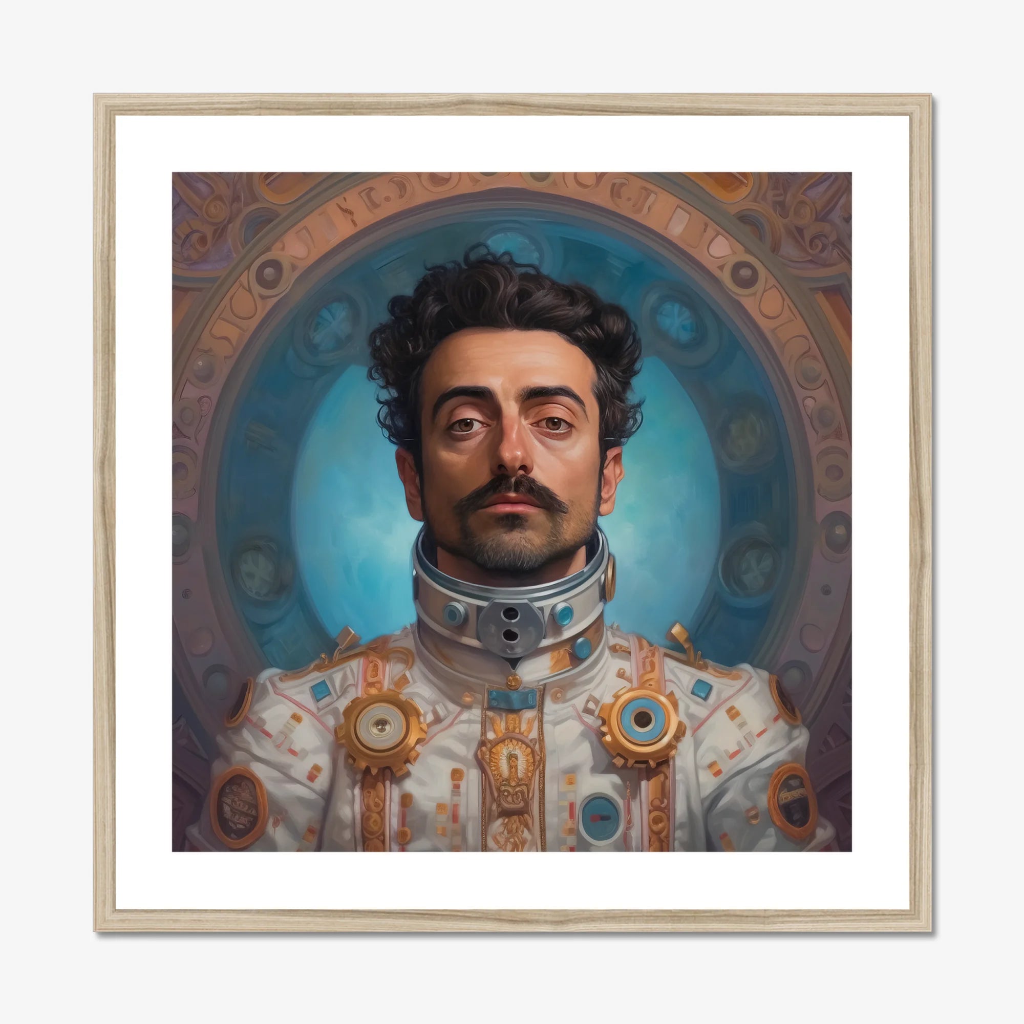 Eskandar - Gay Arabic Astronaut Art Print, Framed Portrait Man Futuristic Attire
