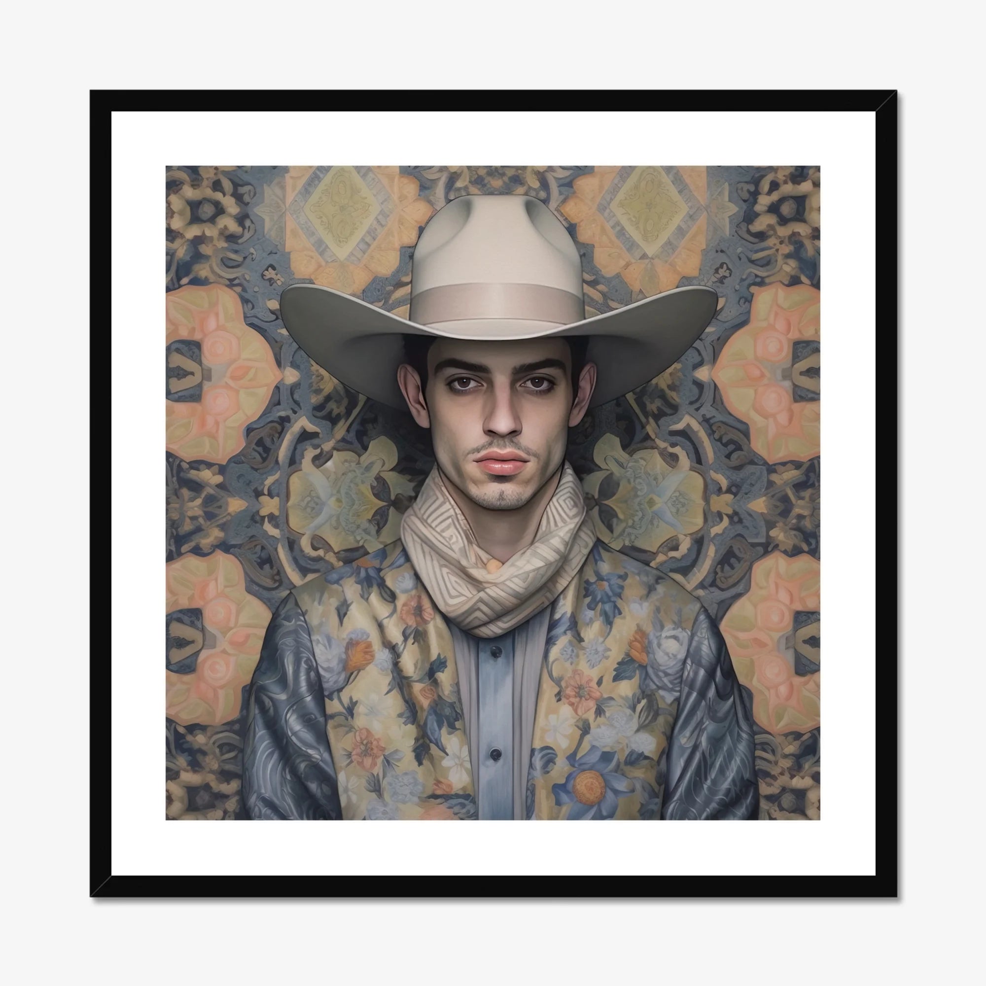 Farzad - Arabic Gay Cowboy Art Print, Framed Portrait Cowboy
