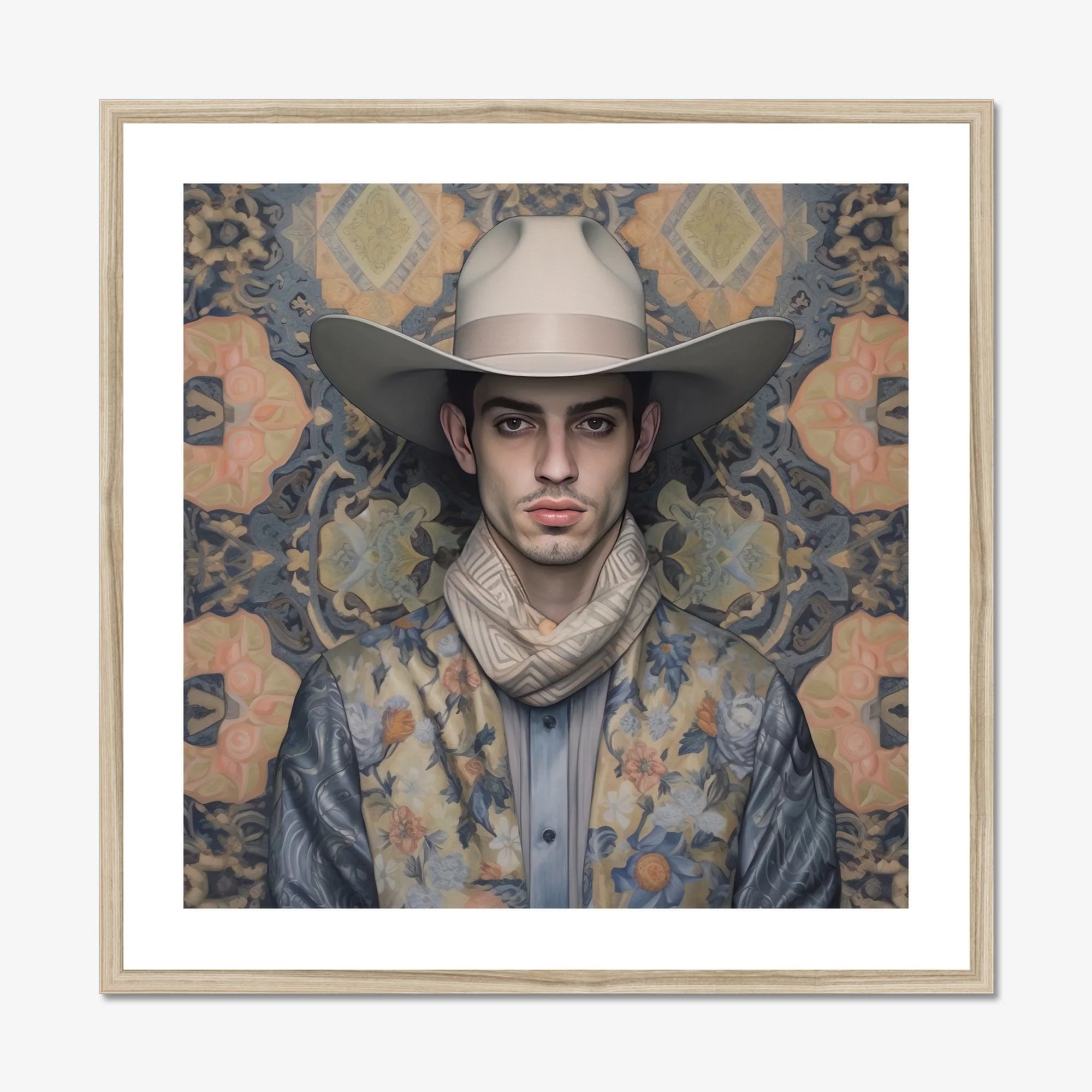 Farzad - Arabic Gay Cowboy Art Print, Framed Portrait Cowboy