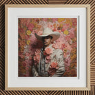 Fernando - Gay Mexican Vaquero Art Print, 12x12’’ / 31x31cm / Natural Frame / 2’’ Matboard, Framed Artwork Person Cowboy Hat Ornate Jacket