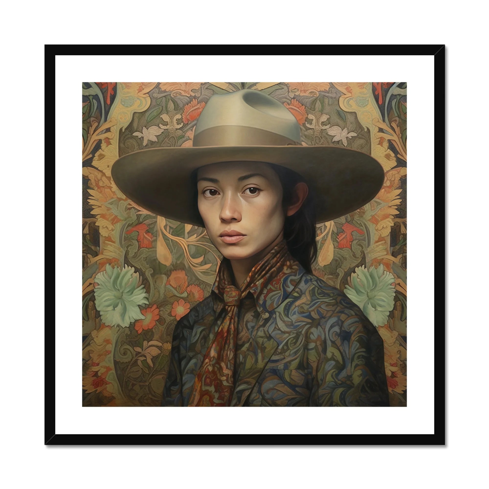 Fulin - Chinese Gay Cowboy Art Print, Framed Portrait Person Hat