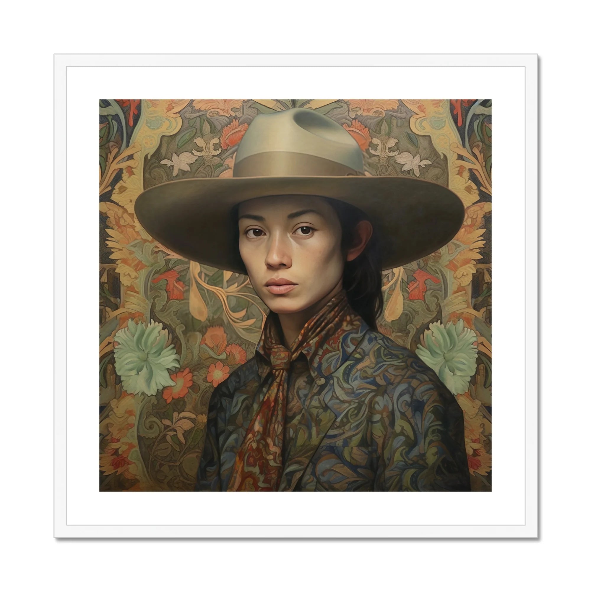 Fulin - Chinese Gay Cowboy Art Print, Framed Portrait Person Hat