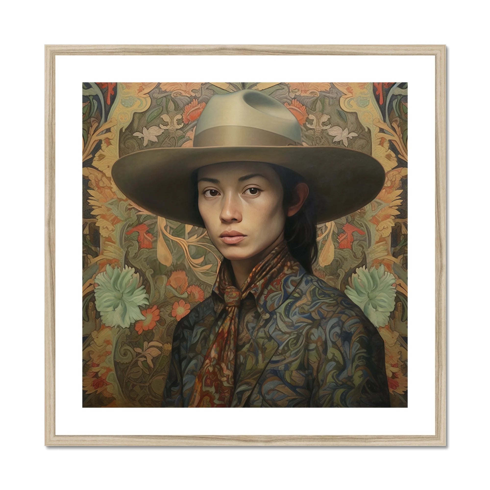 Fulin - Chinese Gay Cowboy Art Print, Framed Portrait Person Hat