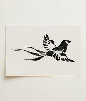 Black Swallow - Taguchi Tomoki Fine Art Print Ink Bird Stencil Off-white Paper, Single, Breaks