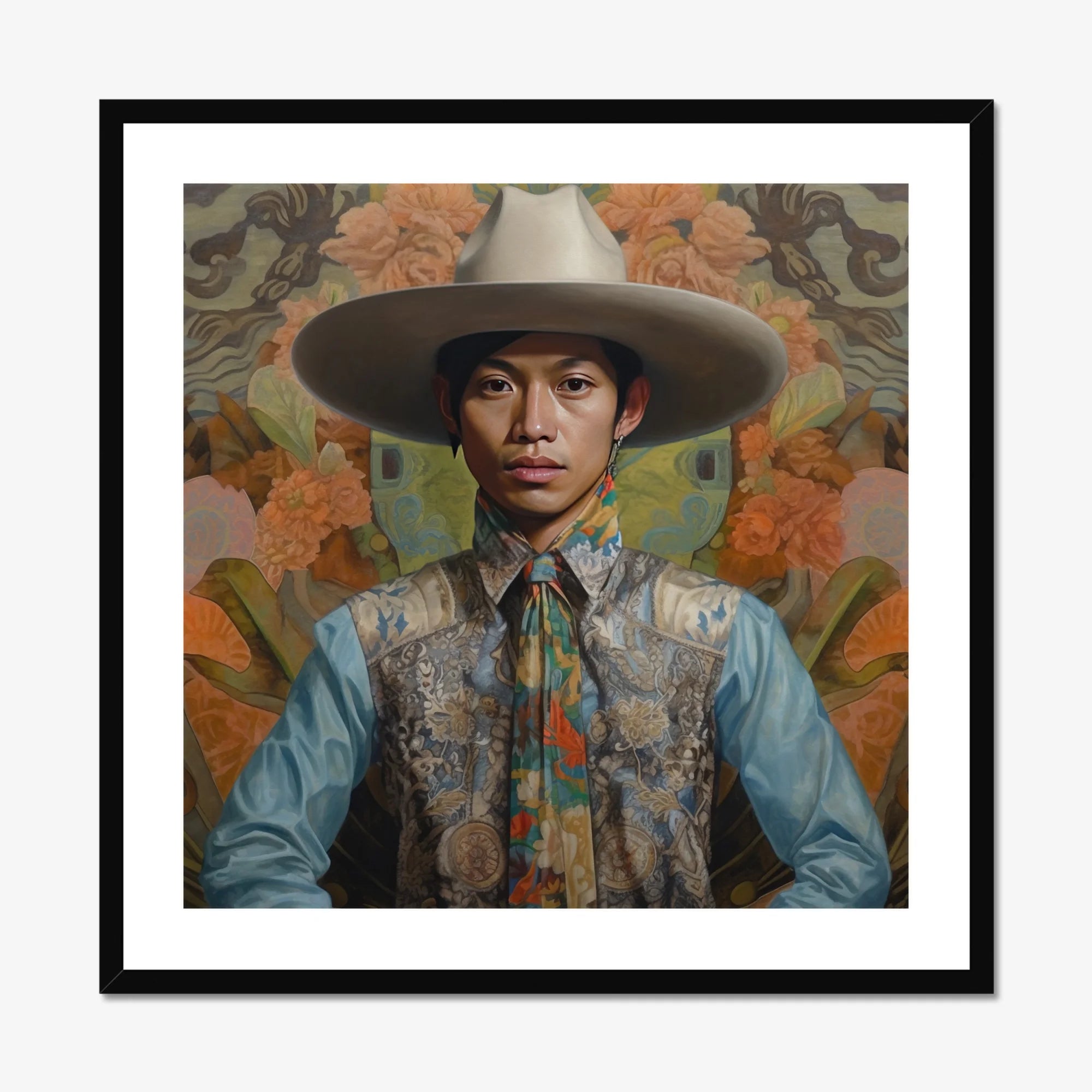 Junada - Gaysian Malay Cowboy Art Print, Framed Portrait Cowboy