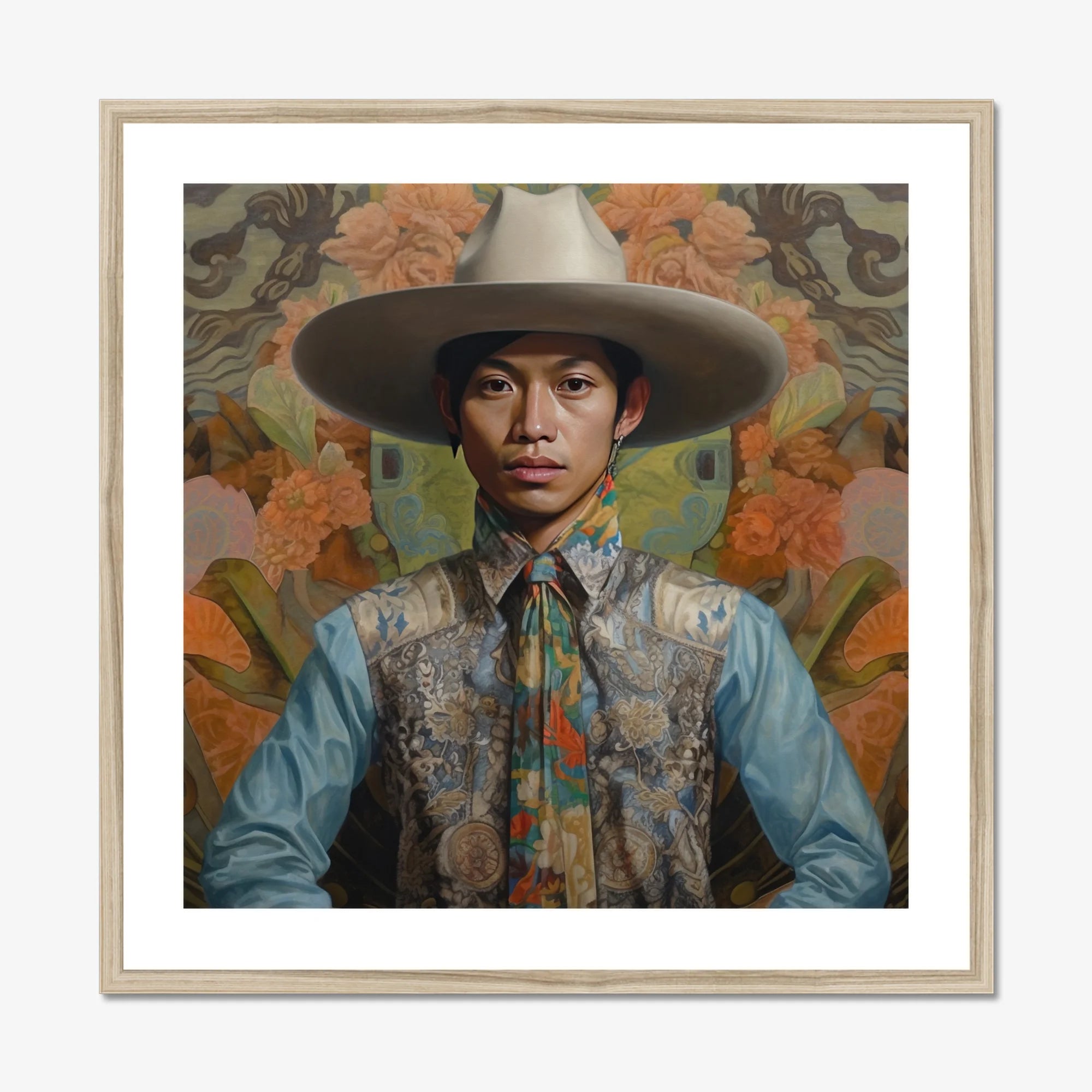 Junada - Gaysian Malay Cowboy Art Print, Framed Portrait Man Cowboy Hat