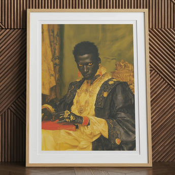 Khayman - Gay African Vampire Art Print, 12x16’’ / 31x41cm / Natural Frame / 2’’ Matboard, Framed Portrait Painting Dark-skinned Person