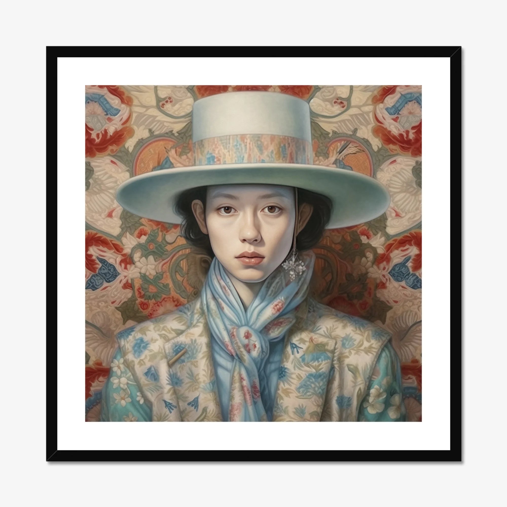 Longwei - Gaysian Femboy Cowboy Art Print, Framed Portrait Woman Hat