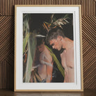 Looking - Gay Surfers Cruising Art Print, 12x16’’ / 31x41cm / Natural Frame / 2’’ Matboard, Framed Artwork Two Shirtless Men Dark Hair