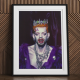 Louis - Club Kid Vampire Art Print, Framed Portrait Person Crown Purple Clothing Dramatic Makeup