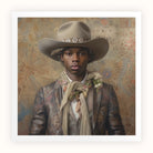 Lysander - Gay Black Dandy Cowboy Art Print, Portrait Young Cowboy Gray Hat Scarf Ornate Jacket