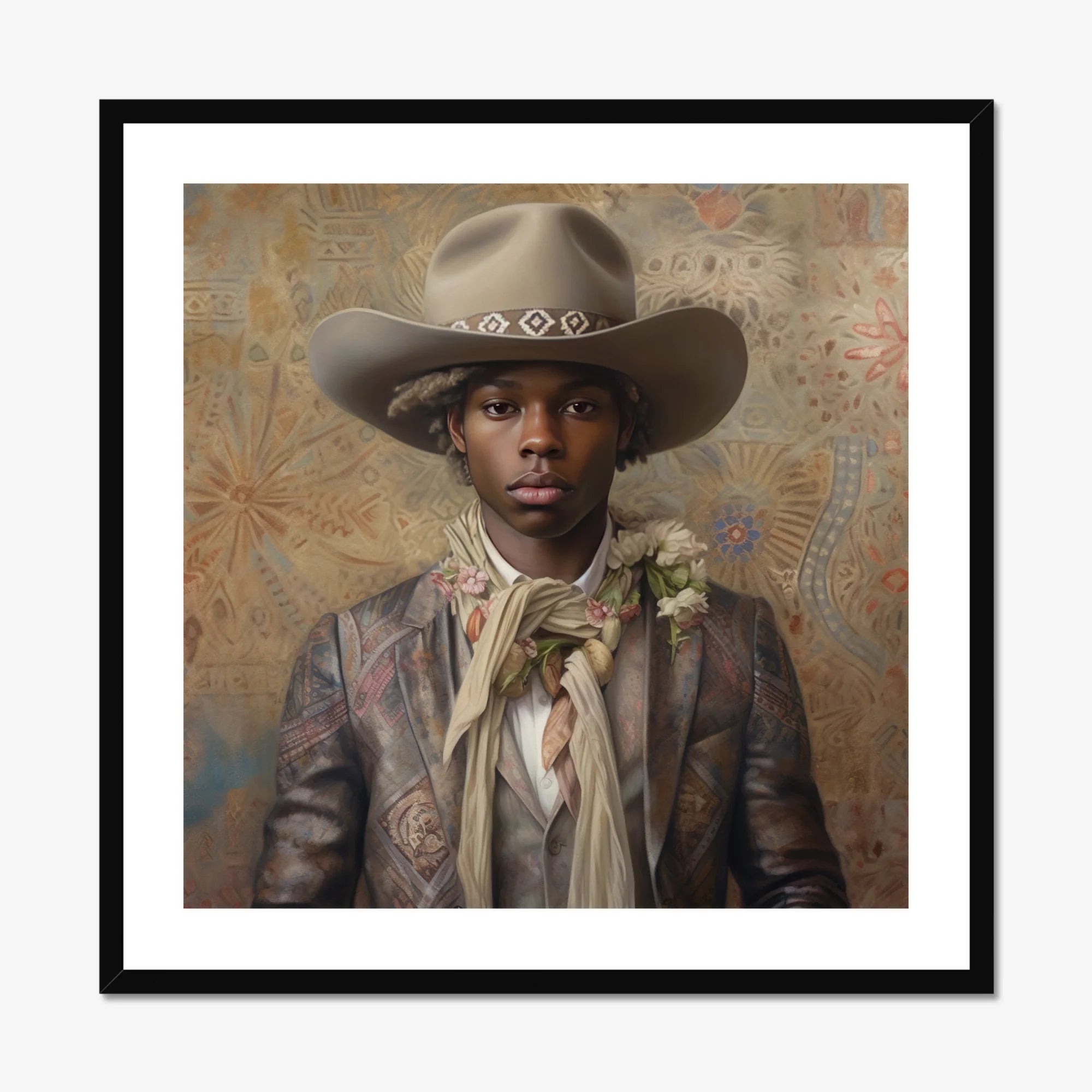 Lysander - Gay Black Dandy Cowboy Art Print, Framed Portrait Cowboy