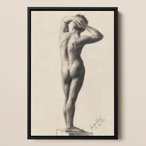 Male Nude Gustav Klimt Framed Canvas, Framed Nude Figure