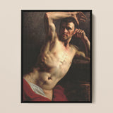 Male Nude - Theodore Gericault Romanticism Framed Canvas, Classical-style Painting Shirtless Man Muscular Torso Dramatic Pose