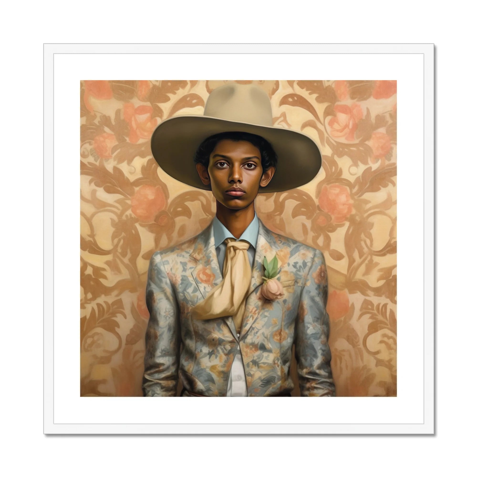 Mallaravan - Tamil Transgender Cowboy Art Print, Framed Portrait Stylish Man