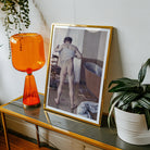 Man at His Bath - Gustave Caillebotte Nude Art Print, Vintage Black White Photograph Gold Frame
