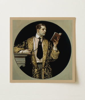 Man Reading in Circle, Arrow Collar Ad (1916) - J.C. Leyendecker Art Print