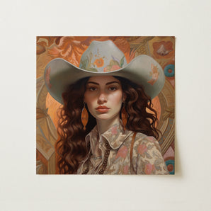 Nina - Femme Joodse Lesbische Cowgirl Art Print / Canvas