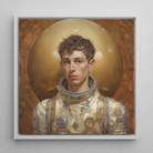 Noah - Handsome Gay Astronaut Art Framed Canvas, 12x12’’ / 31x31cm / White Floating Frame, Framed Portrait Young Astronaut