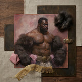 Papa Bear - Gay Muscle Daddy Art Print / Canvas Framed Painting Muscular Bearded Man Fur Ornate Belt, Gaybear, Afroamerican Prints