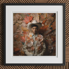 Pascal - Black Gay Femboy Cowboy Art Print, 12x12’’ / 31x31cm / Frame / 2’’ Matboard, Framed Artistic Portrait Person Cowboy Hat Jacket