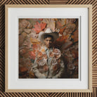 Pascal - Black Gay Femboy Cowboy Art Print, 12x12’’ / 31x31cm / Natural Frame / 2’’ Matboard, Framed Artwork Person Cowboy Hat