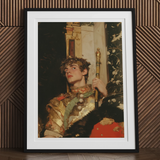 Peeking - Royal Gay Renaissance Art Print, Framed Portrait Young Person Ornate Golden Costume Scepter