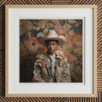 Presley - Gay Black Twunk Cowboy Art Print / Canvas, 12x12’’ / 31x31cm / Natural Frame / Matboard, Posters Prints & Visual Artwork, Toby