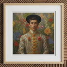 Prince Bernardino - Gay Mexican Royalty Art Print, 12x12’’ / 31x31cm / Natural Frame / 2’’ Matboard, Framed Painting Man Ornate Floral