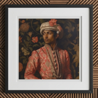 Prince Kaniyan - Tamil Gay Royalty Baroque Art Print, 12x12’’ / 31x31cm / Black Frame / 2’’ Matboard, Framed Painting Man Traditional Attire