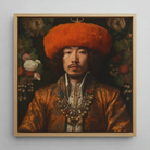 Prince Khaliun - Mongolian Gay Royalty Art Framed Canvas, 12x12’’ / 31x31cm / Natural Floating Frame, Framed Oil Painting Man Traditional